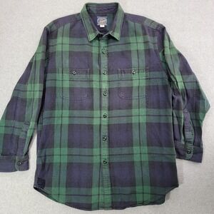 J Crew Shirt Mens Large Green Navy Plaid Button Down Long Sleeve Casual Outdoor